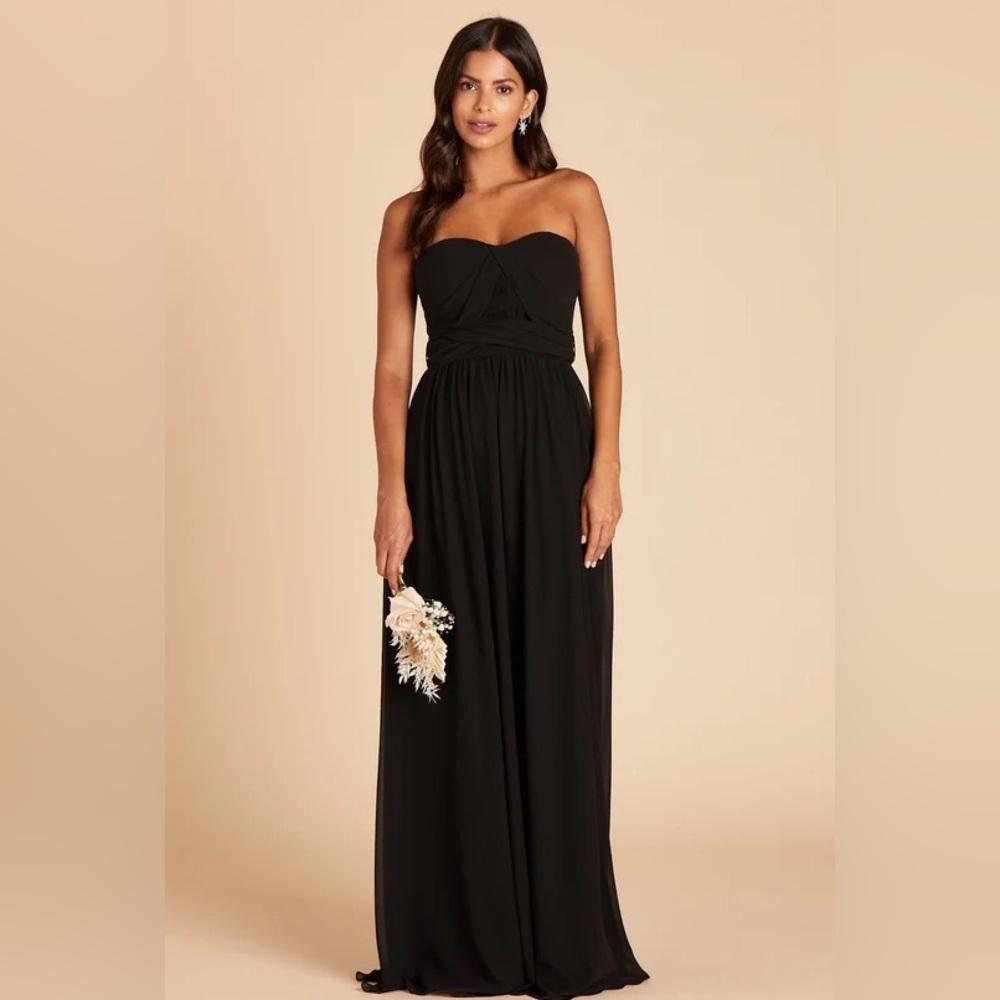 Grace Convertible Dress- Chiffon Black, POCKETS!, bridesmaid formal dress long